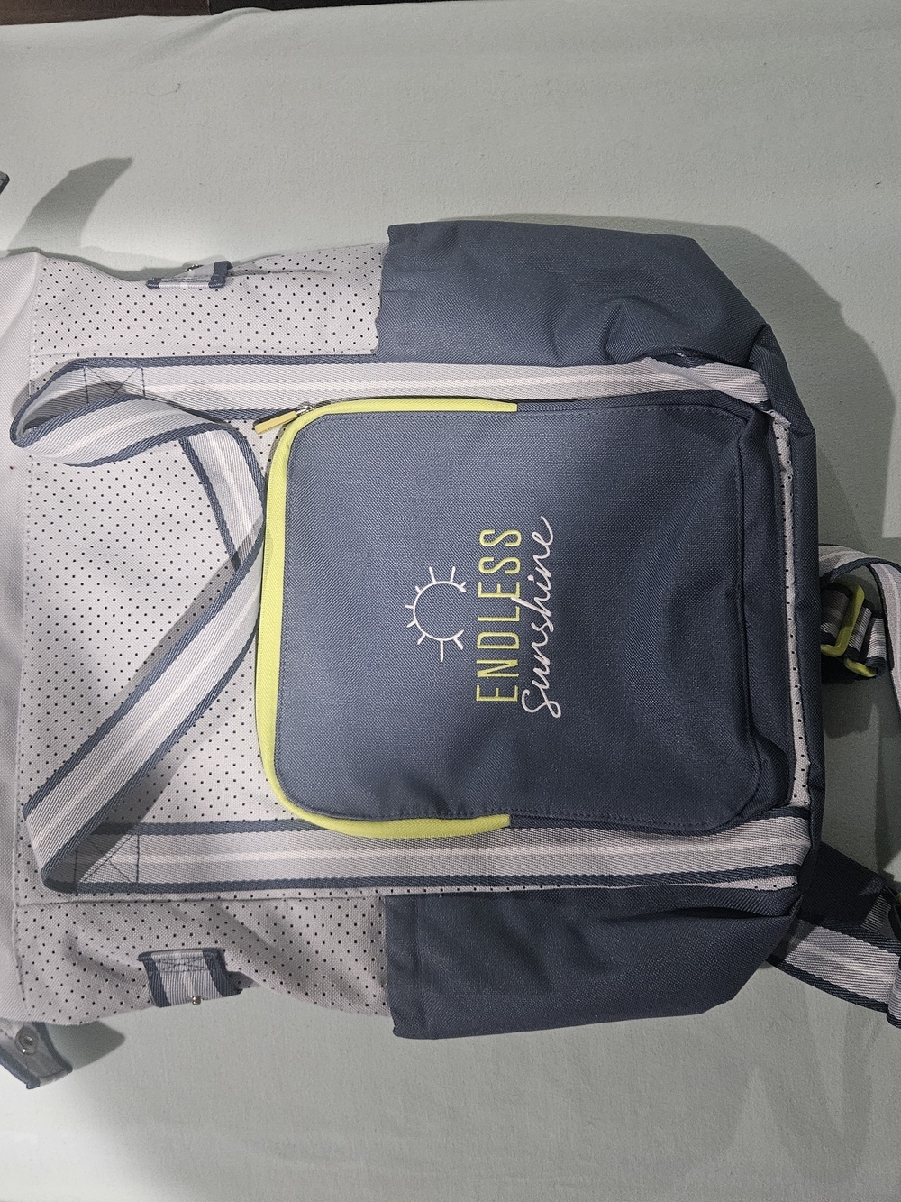 thirty-one Navy Backpack with Lime Trim and 'Endless Sunshine'